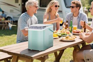 ice maker on to of a panic table