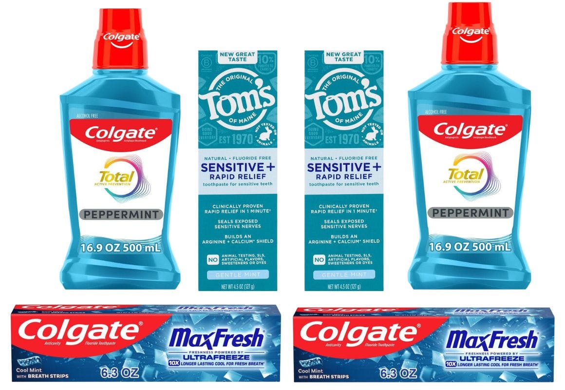 4 Colgate + 2 Tom's Products