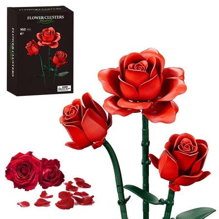 Red Roses Flower Bouquet Building Set
