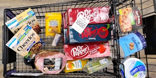 A cart with groceries