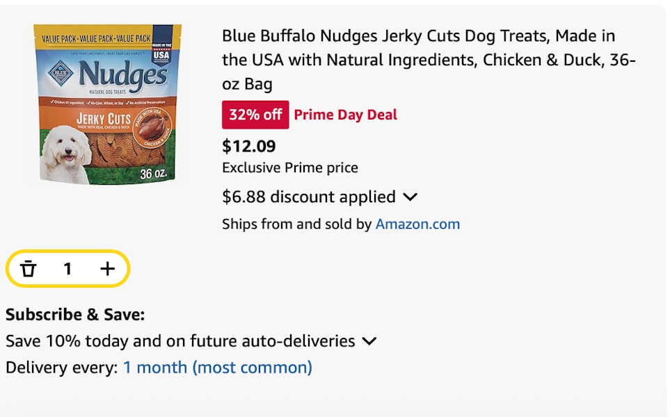 Blue Buffalo jerky Amazon receipt