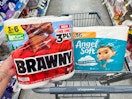 brawny and angel soft paper products in walgreens cart