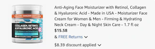 anti-aging moisturizer Amazon receipt
