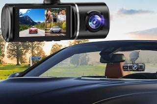 a dash cam on a car