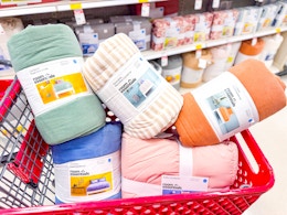 target comforters in a cart