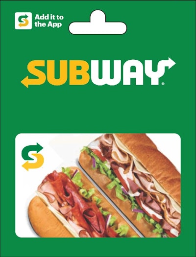 Subway Gift Card, $50