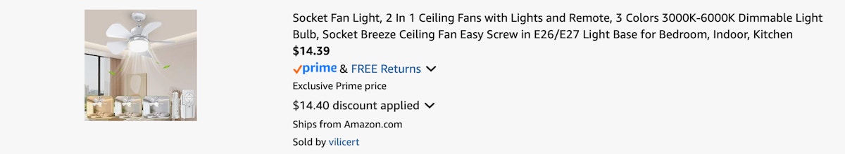 Amazon Socket Fan Light 2025 2