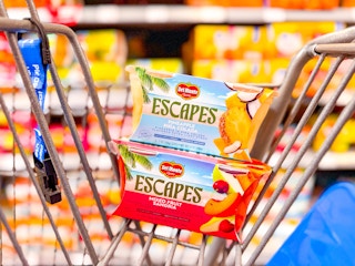 two packs of del monte escapes fruit cups in walmart cart
