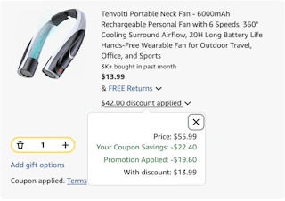 neck fan Amazon receipt