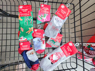 christmas socks in a cart
