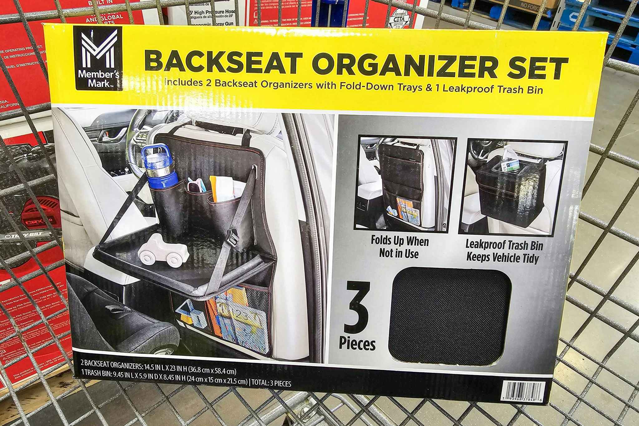 backseat organizer set in a cart