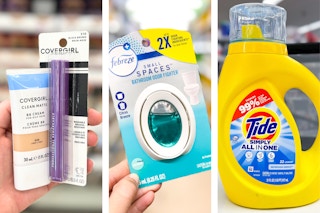 collage with covergirl, febreze, and tide products