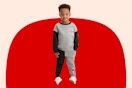 Stock image of a toddler boy wearing a Nightmare Before Christmas jogger set