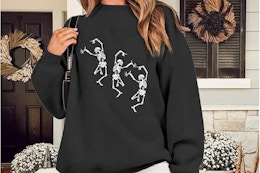 Women's Halloween Dancing Skeleton Sweatshirt, Just $14 on Amazon card image