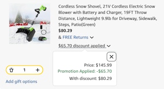 snow shovel Amazon receipt
