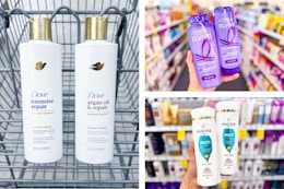 collage image of dove, pantene, and loreal haircare