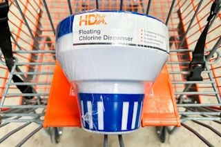 HDX Chlorine Dispenser in Home Depot shopping cart