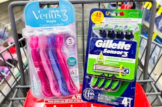 gillette and venus disposable razor packs inside shopping cart