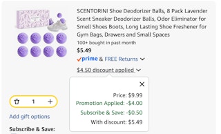 shoe deodorizer Amazon receipt