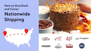 DoorDash and Caviar's advertisement for nationwide shipping of local foods