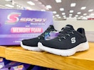 skechers women's sneakers sitting on a target shelf