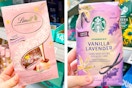 neapolitan truffles and starbucks vanilla lavender coffee side by side hero image