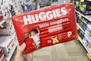 hand holding huggies preemie diapers at meijer