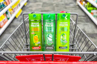 shopping cart with garnier shampoos