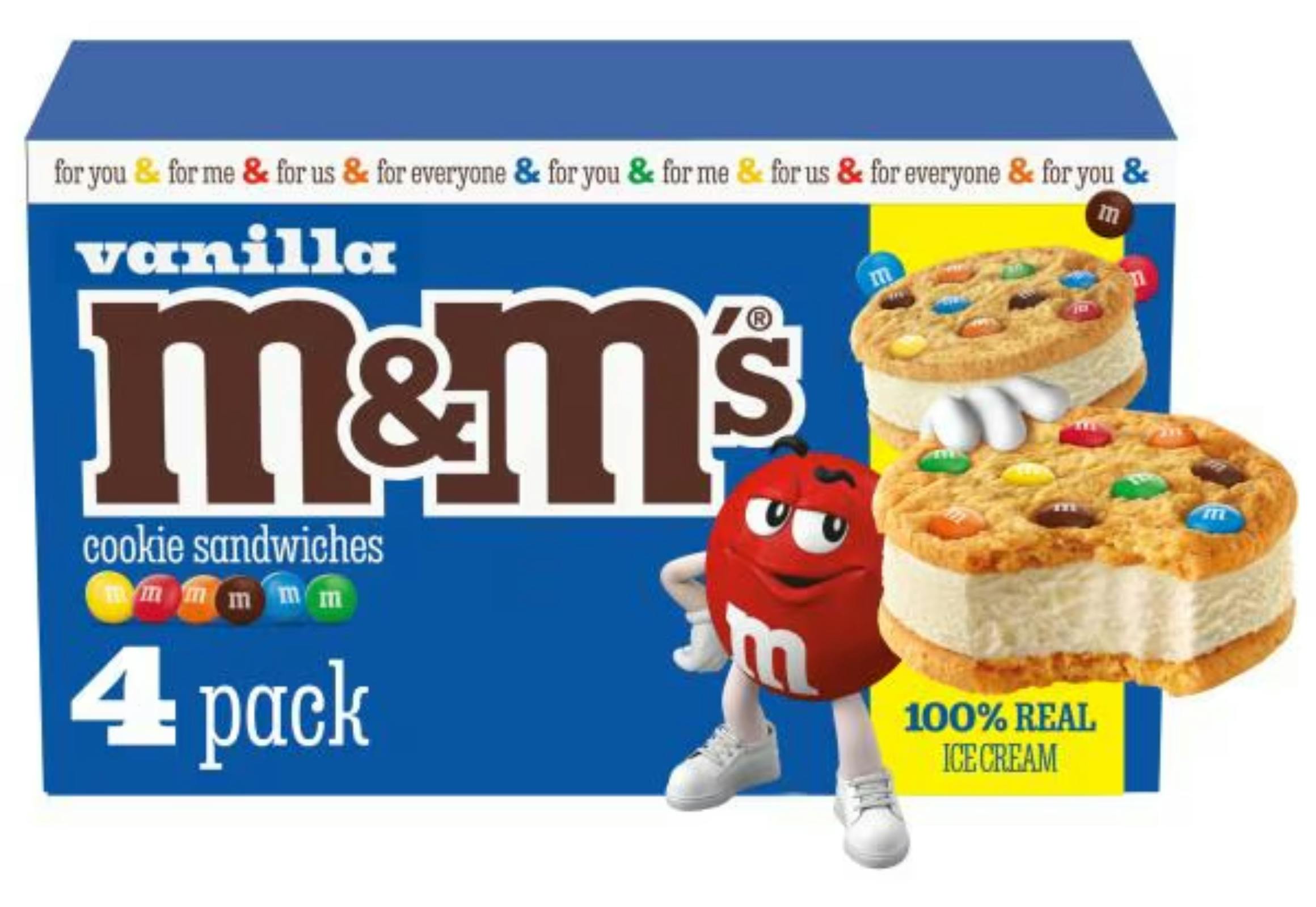 2 M&M's Ice Cream Cookie Sandwiches