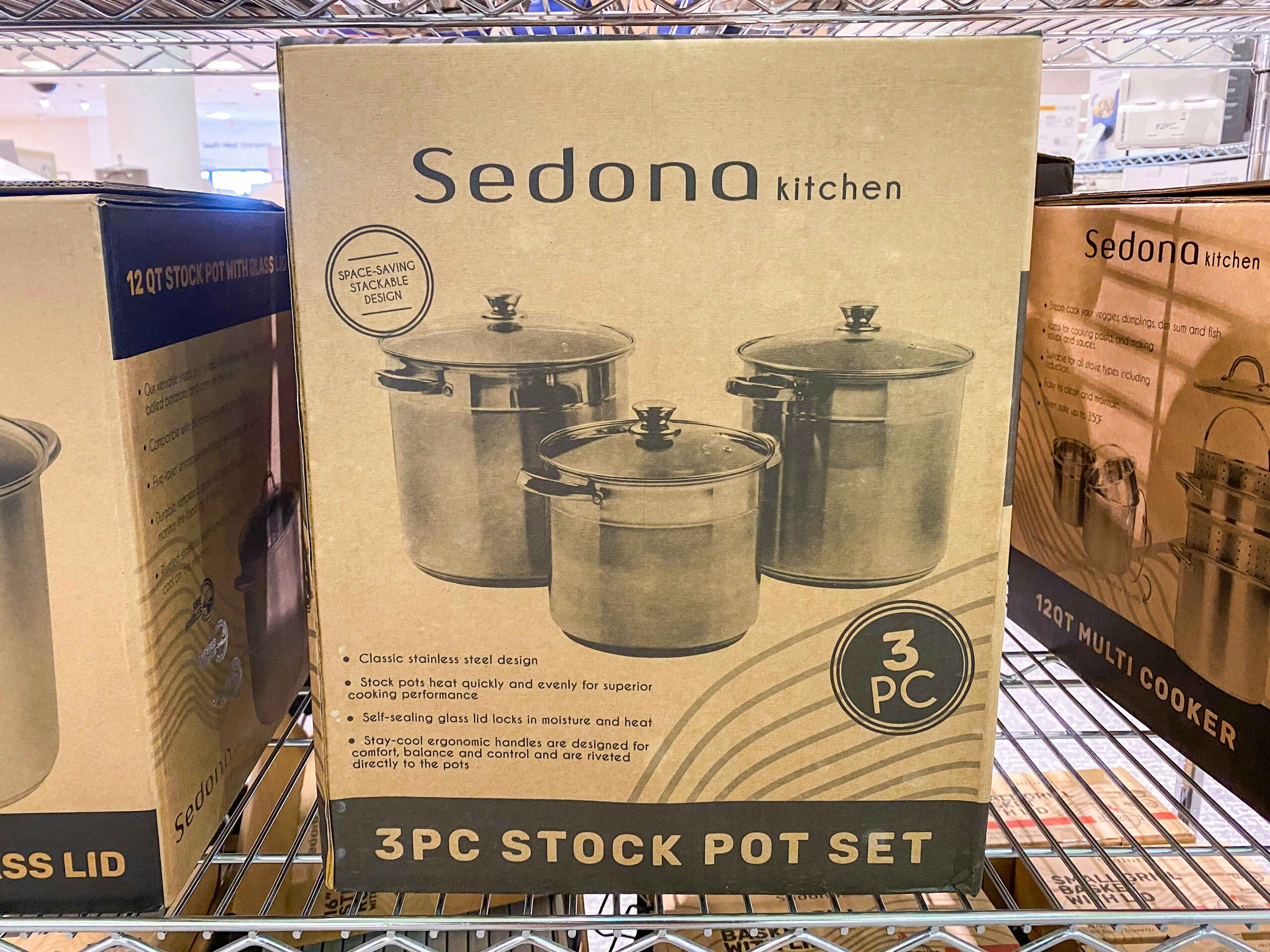 Sedona 3-Pc. Stainless Steel Stockpot Set - Stainless Steel