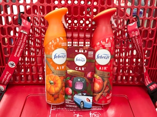 febreze car and air freshener spray in a target cart