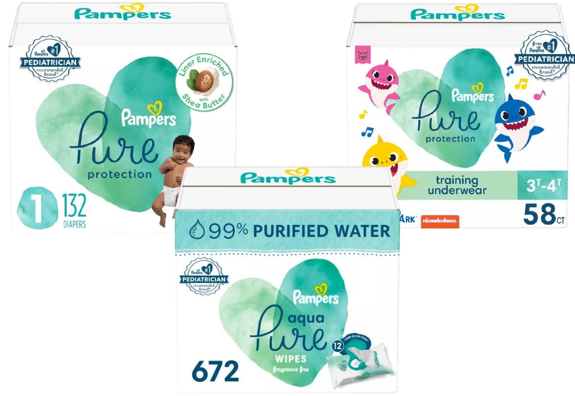Pampers Pure Diapers, Wipes, and Training Underwear