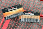 duracell batteries in a staples cart