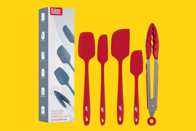 Silicone Spatula and Tongs Set, Just $6.99 on Amazon card image