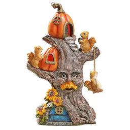 Fall Village Houses Solar Statue