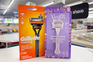 gillette and venus razors on a shelf
