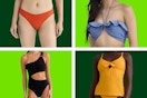 4 styles of women's swimwear: bottom, top & 2 one pieces 