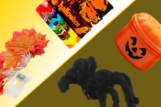 halloween items on a grid