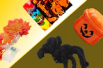 halloween items on a grid