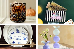4 lifestyle images of home goods from Anthropologie 