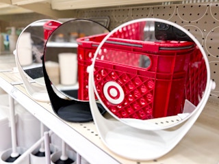 room essentials vanity mirrors sitting on a target shelf