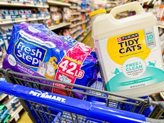 fresh step and tidy cats litter in a petsmart cart