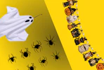 halloween items on a grid