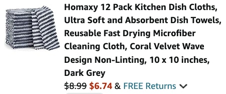 Homaxy 12 Pack Kitchen Dish Cloths