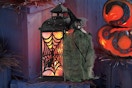 a halloween lantern outside