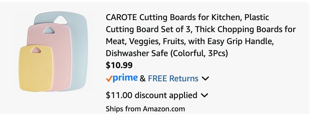 Carote cutting board Amazon receipt