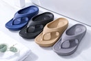 Lifestyle image of 4 colors of the Litfun Orthotic Flip Flops for Women