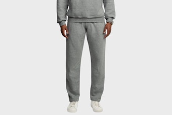 a man wearing fruit of the loom sweatpants