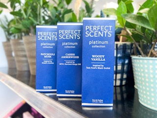 some boxes of Perfect Scents on a shelf