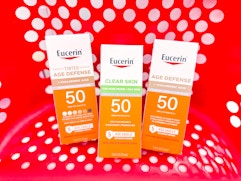 Eucerin Tinted Age Defense, Clear Skin, and Age Defense sun protection